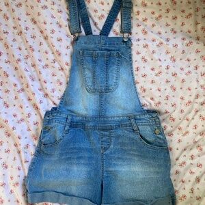 Light-Wash Overall Shorts